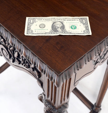 Petit Heavily Carved Walnut Cherubs Rope Edge Two Piece Console Table Shelf MINT