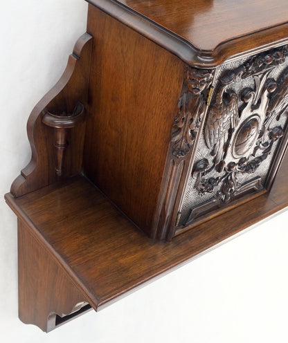 Petit Heavily Carved Walnut Cherubs Rope Edge Two Piece Console Table Shelf MINT