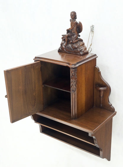 Petit Heavily Carved Walnut Cherubs Rope Edge Two Piece Console Table Shelf MINT