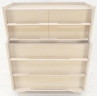 EstablishedLines Sculptural Legs & Drawer Pulls White Wash Bone Tone 5 Drawers Mahogany Dresser