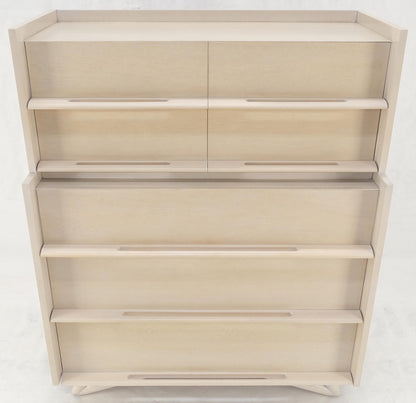 EstablishedLines Sculptural Legs & Drawer Pulls White Wash Bone Tone 5 Drawers Mahogany Dresser