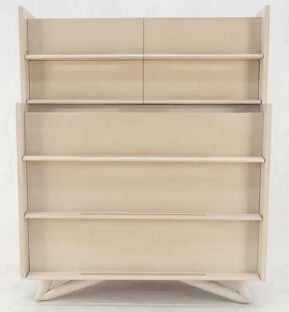 EstablishedLines Sculptural Legs & Drawer Pulls White Wash Bone Tone 5 Drawers Mahogany Dresser