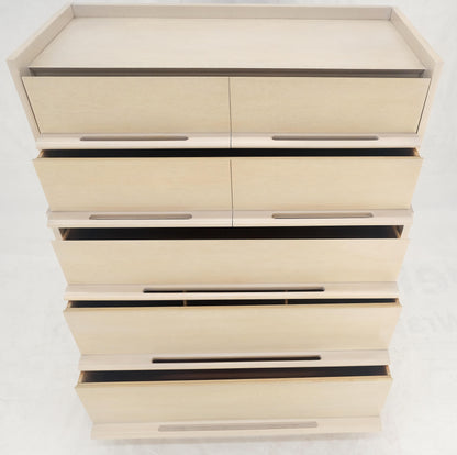 EstablishedLines Sculptural Legs & Drawer Pulls White Wash Bone Tone 5 Drawers Mahogany Dresser
