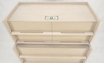 EstablishedLines Sculptural Legs & Drawer Pulls White Wash Bone Tone 5 Drawers Mahogany Dresser