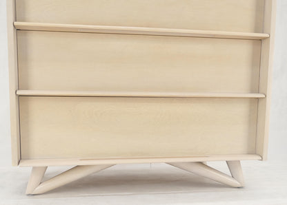 EstablishedLines Sculptural Legs & Drawer Pulls White Wash Bone Tone 5 Drawers Mahogany Dresser