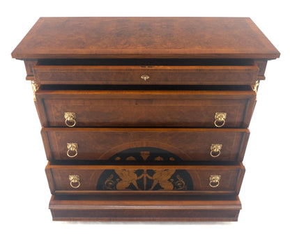 EstablishedLines Bronze Mounts & Pulls Burl Wood Inlay Neoclassical 4 Drawers 48" Dresser MINT!