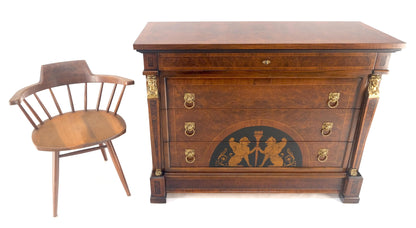 EstablishedLines Bronze Mounts & Pulls Burl Wood Inlay Neoclassical 4 Drawers 48" Dresser MINT!
