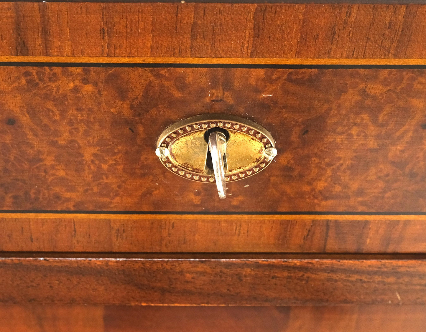 EstablishedLines Bronze Mounts & Pulls Burl Wood Inlay Neoclassical 4 Drawers 48" Dresser MINT!