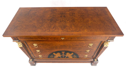 EstablishedLines Bronze Mounts & Pulls Burl Wood Inlay Neoclassical 4 Drawers 48" Dresser MINT!