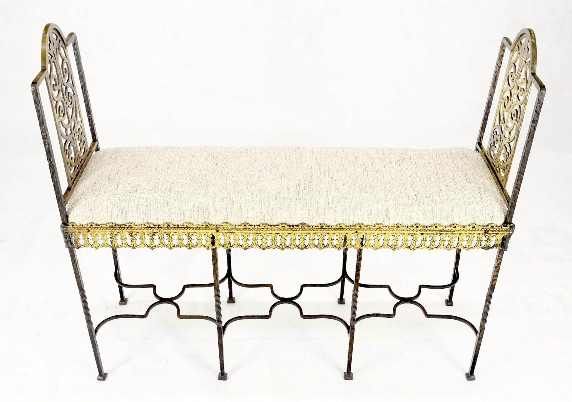 Antique Solid Brass & Steel Fine Gothic Style Compact Decorative Window Bench