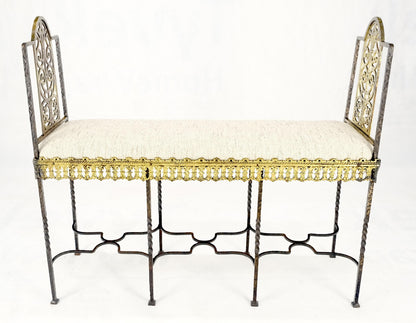 Antique Solid Brass & Steel Fine Gothic Style Compact Decorative Window Bench
