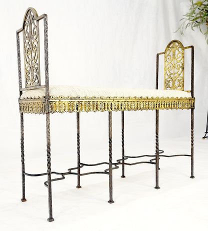 Antique Solid Brass & Steel Fine Gothic Style Compact Decorative Window Bench