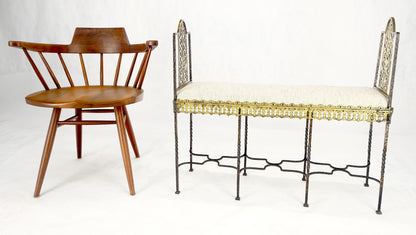 Antique Solid Brass & Steel Fine Gothic Style Compact Decorative Window Bench
