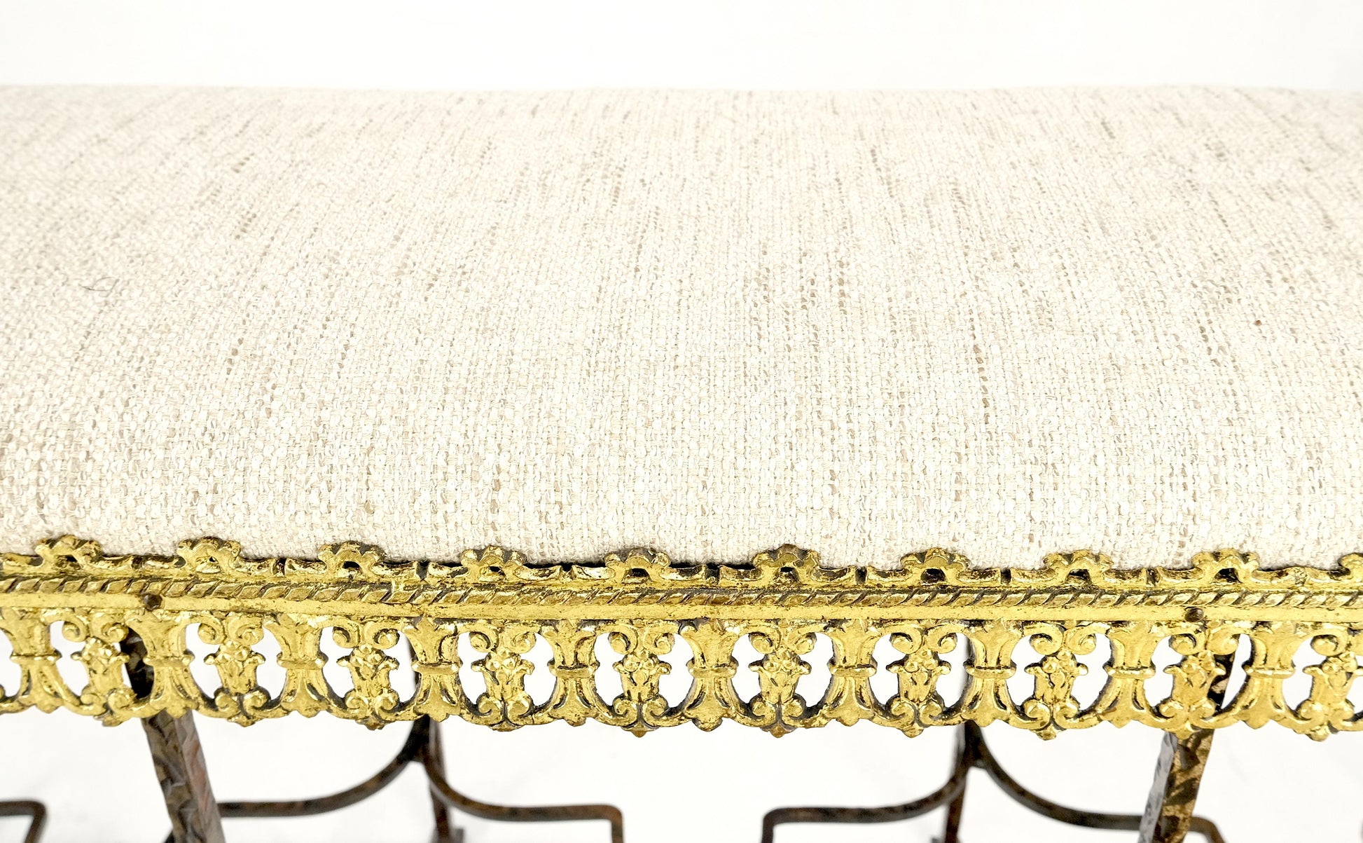 Antique Solid Brass & Steel Fine Gothic Style Compact Decorative Window Bench
