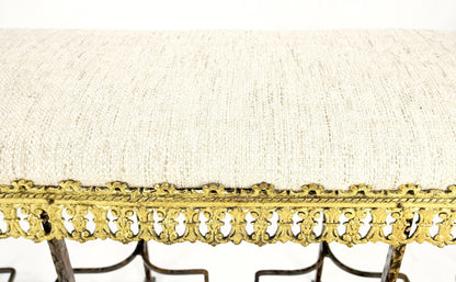Antique Solid Brass & Steel Fine Gothic Style Compact Decorative Window Bench