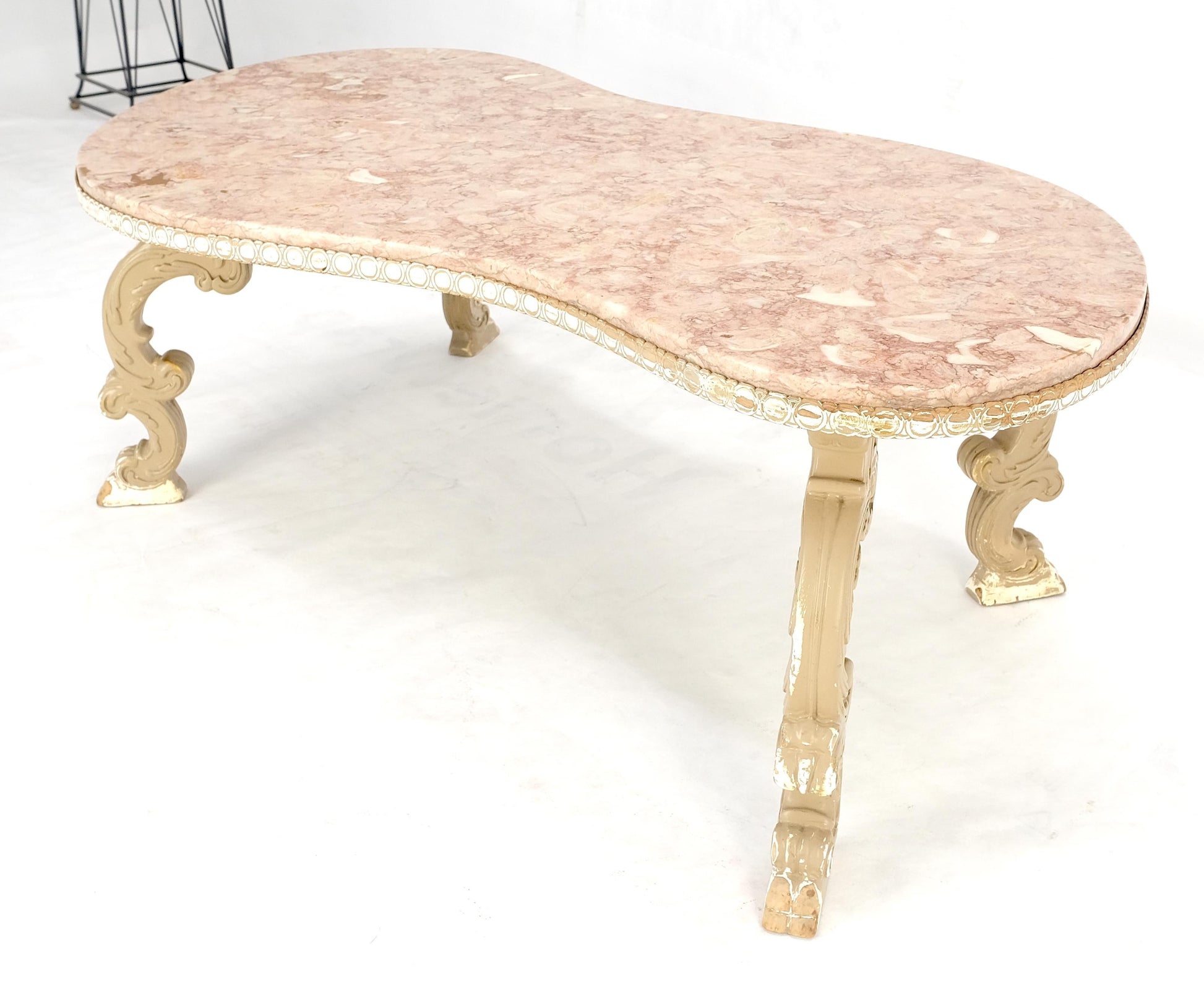 Kidney Organic Shape Rouge Marble Top Coffee Center Table