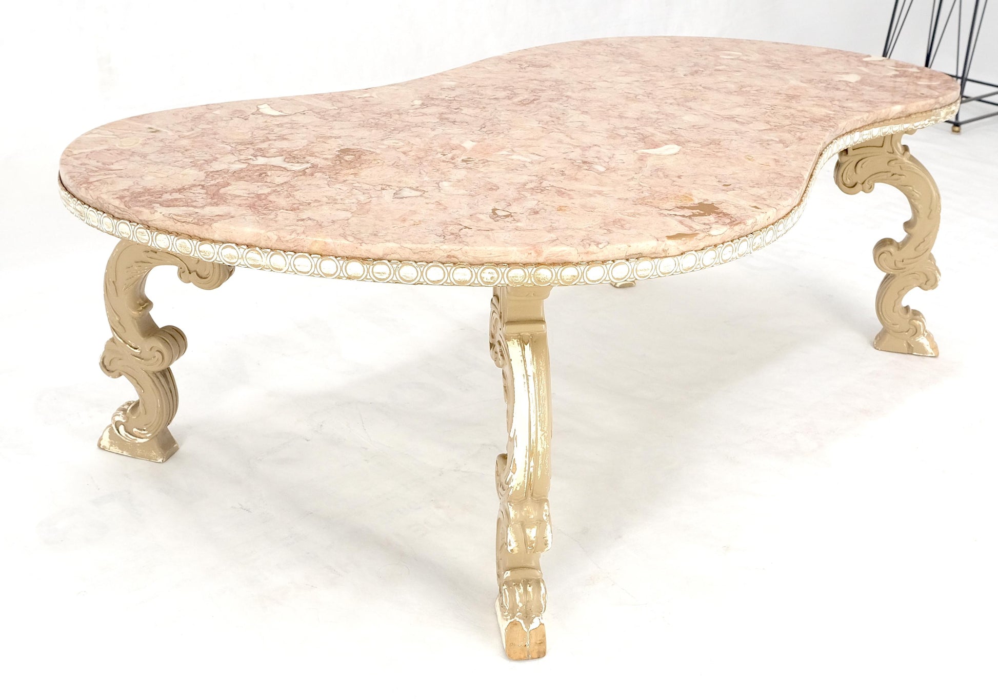 Kidney Organic Shape Rouge Marble Top Coffee Center Table