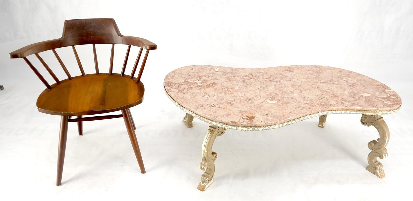 Kidney Organic Shape Rouge Marble Top Coffee Center Table