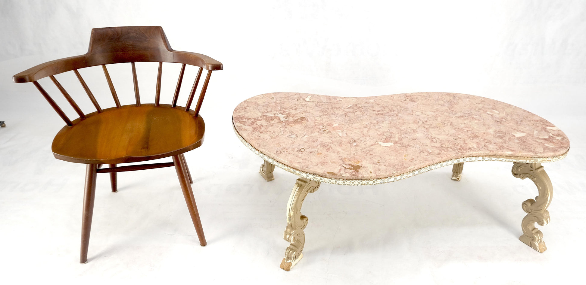 Kidney Organic Shape Rouge Marble Top Coffee Center Table