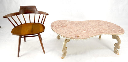 Kidney Organic Shape Rouge Marble Top Coffee Center Table