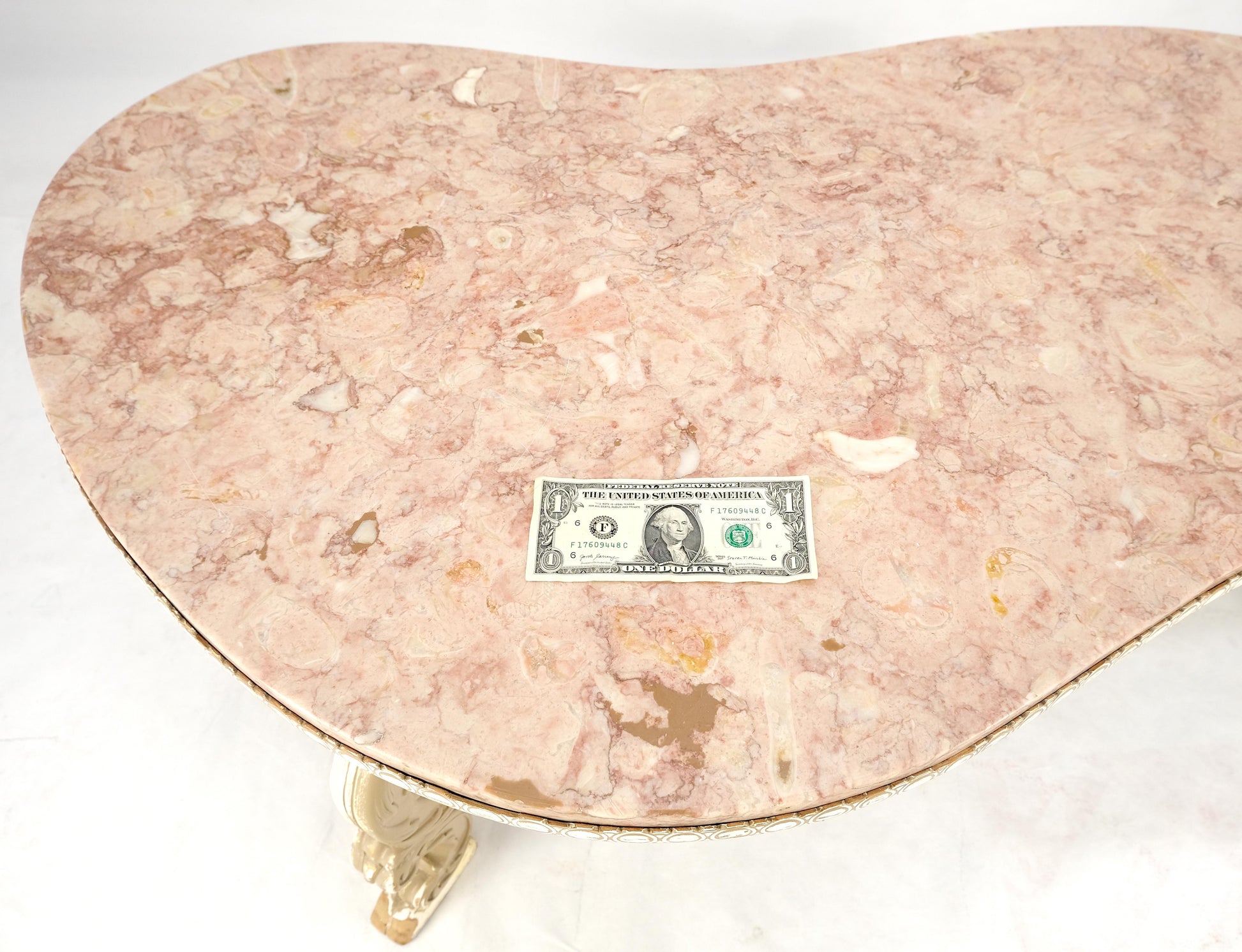 Kidney Organic Shape Rouge Marble Top Coffee Center Table