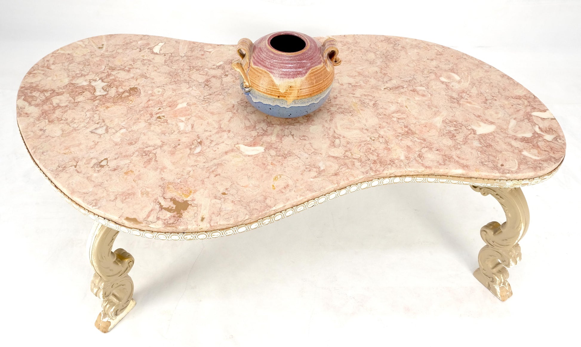 Kidney Organic Shape Rouge Marble Top Coffee Center Table