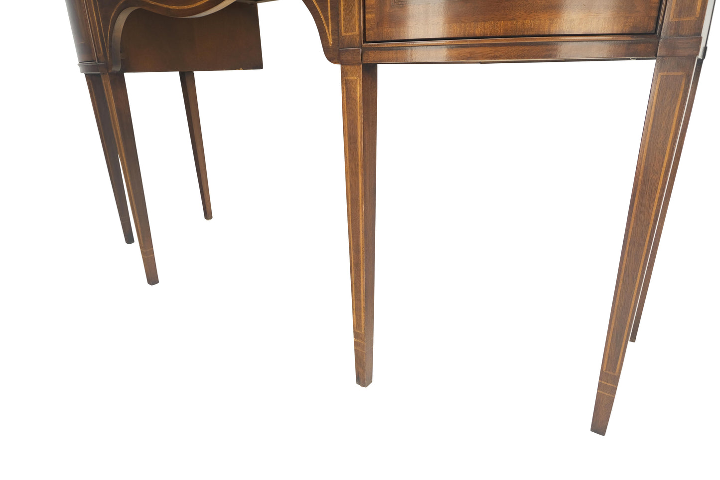 Banded and Pencil Inlayed Mahogany Bow Front Federal Sideboard Brass Hardware
