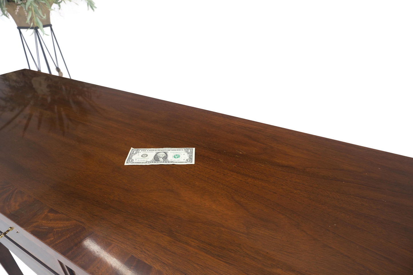 Banded and Pencil Inlayed Mahogany Bow Front Federal Sideboard Brass Hardware