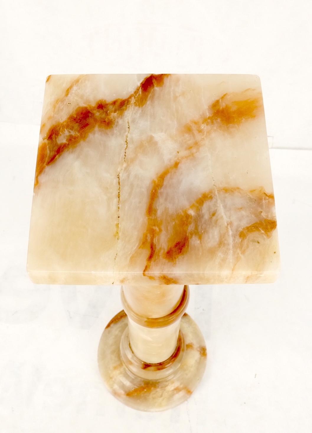 EstablishedLines Vintage Round Turned Onyx Pedestal Stand