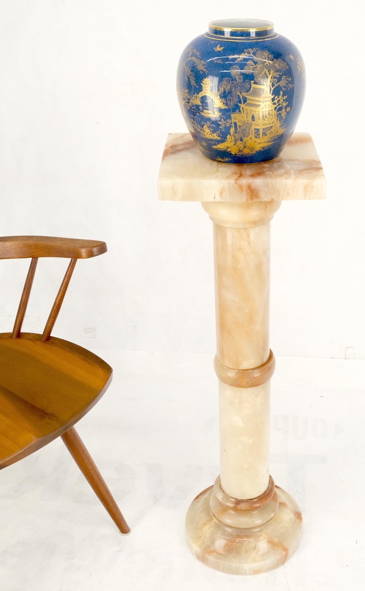 EstablishedLines Vintage Round Turned Onyx Pedestal Stand