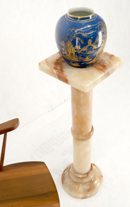 EstablishedLines Vintage Round Turned Onyx Pedestal Stand
