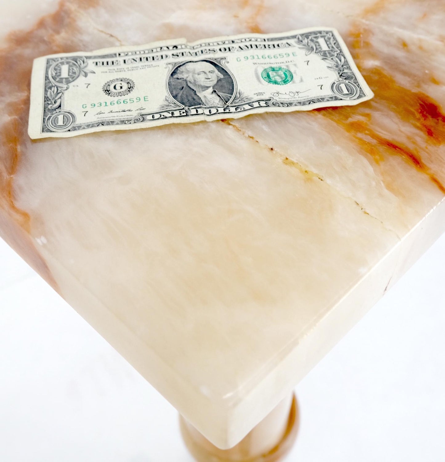 EstablishedLines Vintage Round Turned Onyx Pedestal Stand