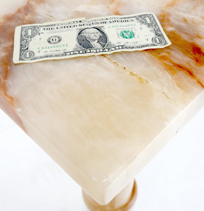 EstablishedLines Vintage Round Turned Onyx Pedestal Stand