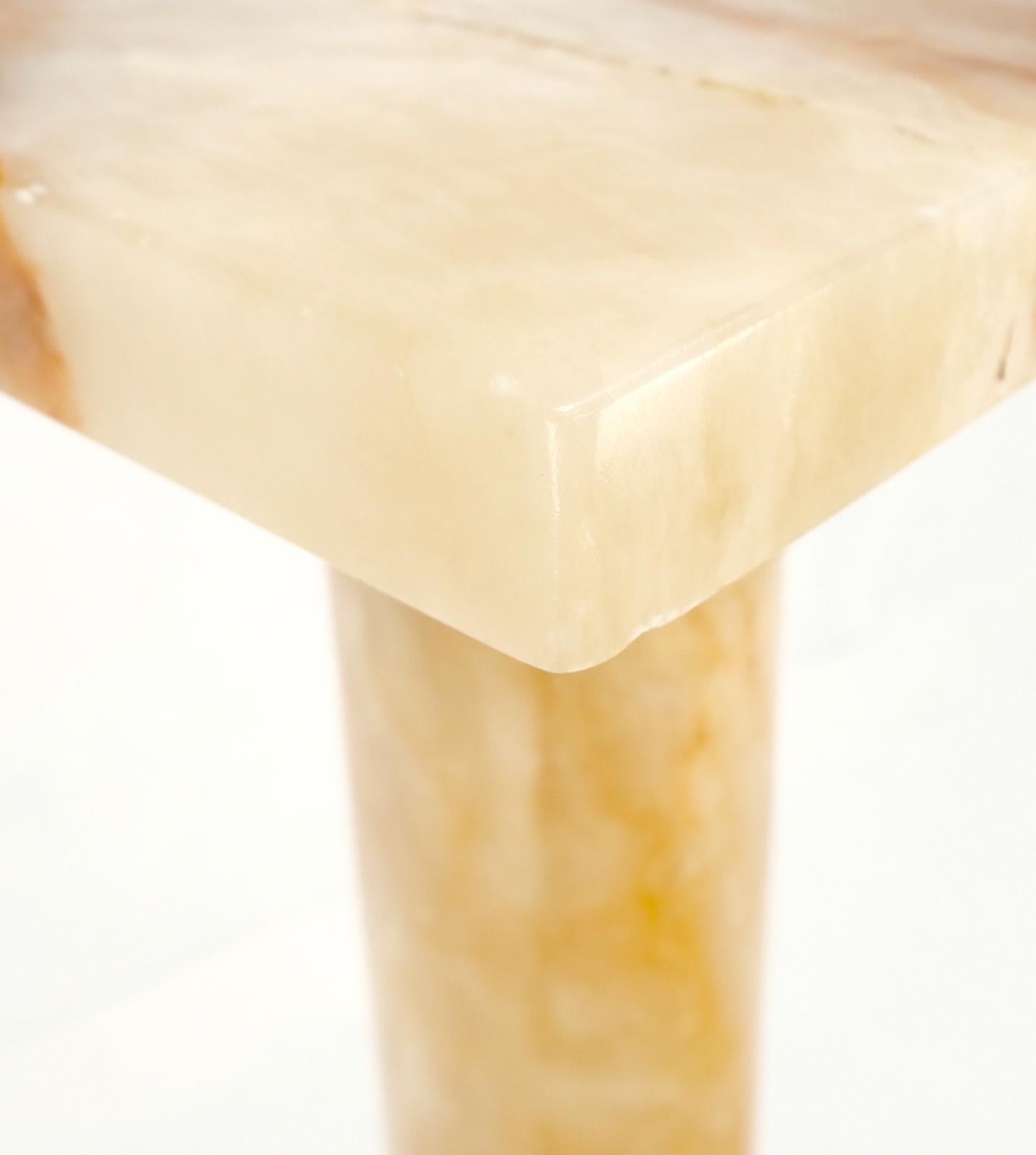 EstablishedLines Vintage Round Turned Onyx Pedestal Stand