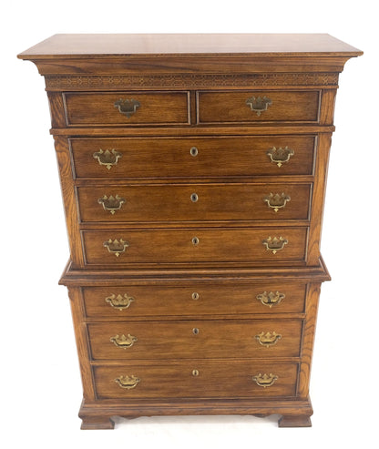 Bracket Feet Chippendale Style Solid Chestnut Brass Pulls Chest on Chest Dresser