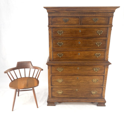 Bracket Feet Chippendale Style Solid Chestnut Brass Pulls Chest on Chest Dresser