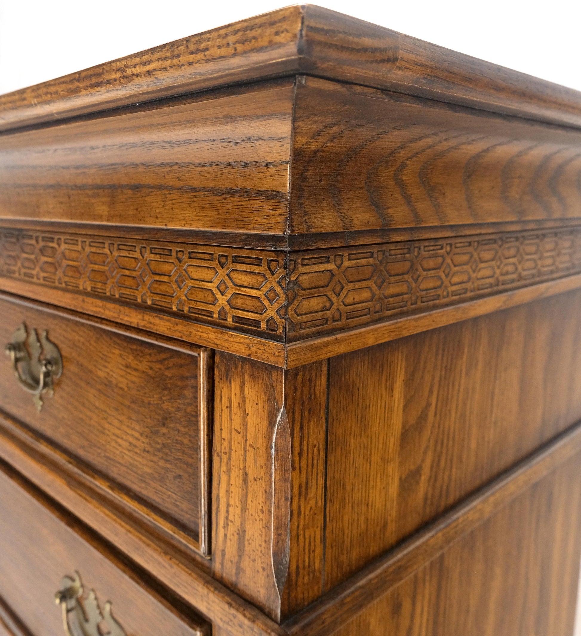 EstablishedLines Bracket Feet Chippendale Style Solid Chestnut Brass Pulls Chest on Chest Dresser