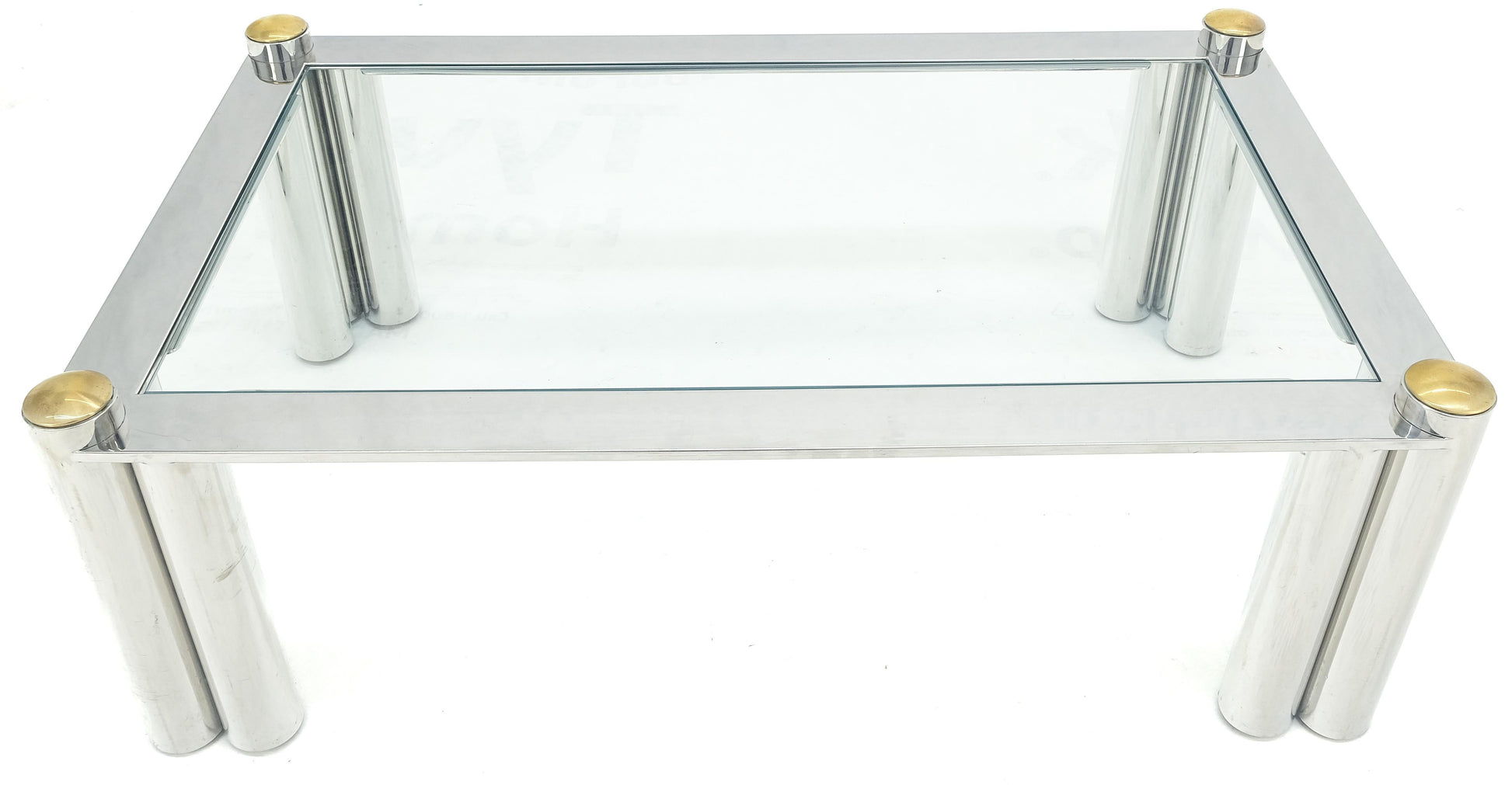 EstablishedLines Chrome Finish Stainless Steel Triple Cylinder Leg Frame Rectangle Coffee Table