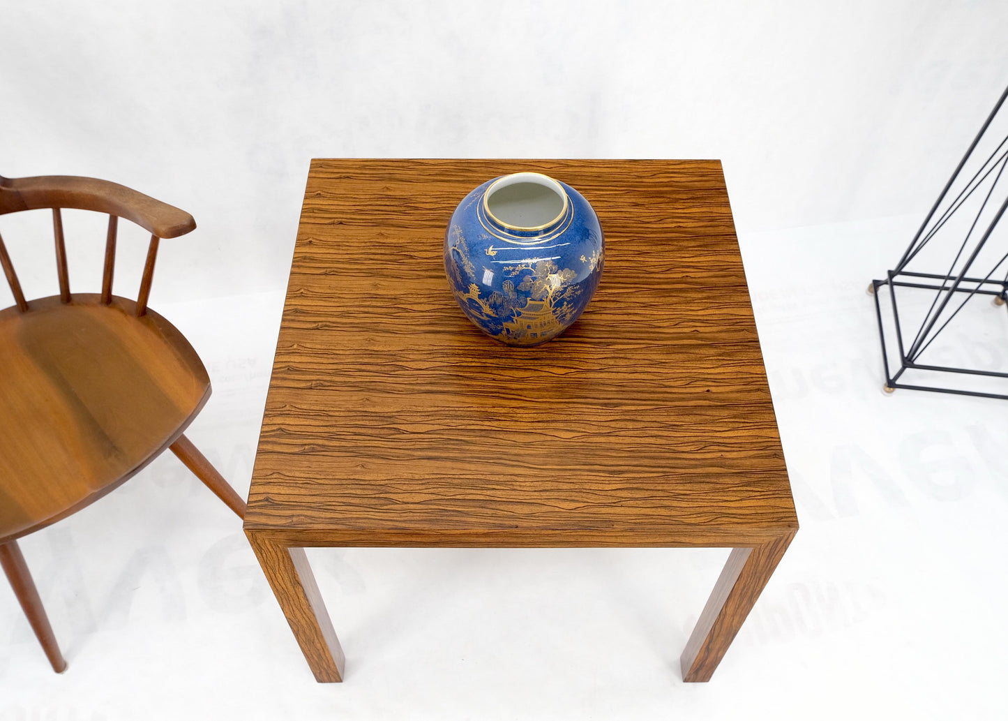 Dunbar Zebra Wood Square Side Lamp Occasional Coffee Table Stand Mint!