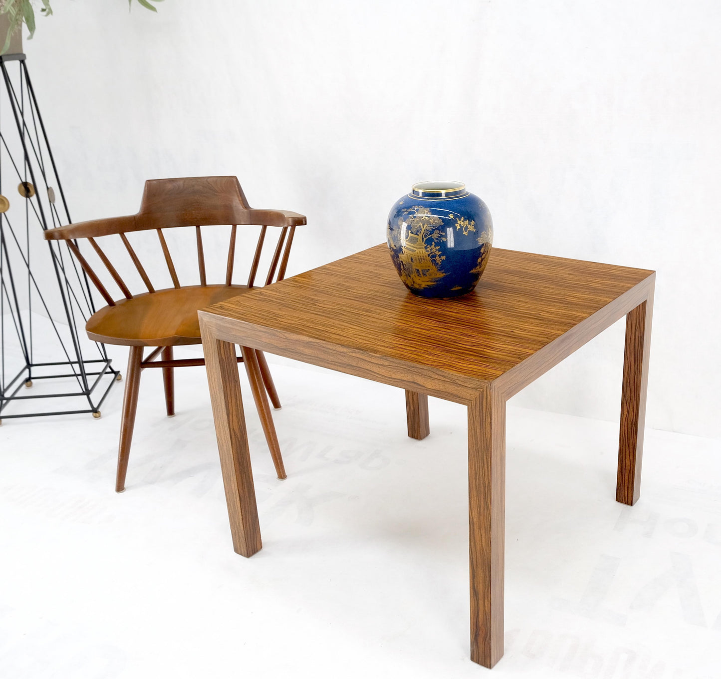 Dunbar Zebra Wood Square Side Lamp Occasional Coffee Table Stand Mint!