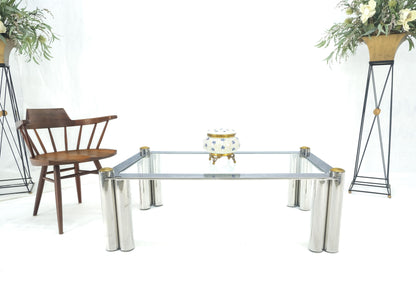 EstablishedLines Chrome Finish Stainless Steel Triple Cylinder Leg Frame Rectangle Coffee Table