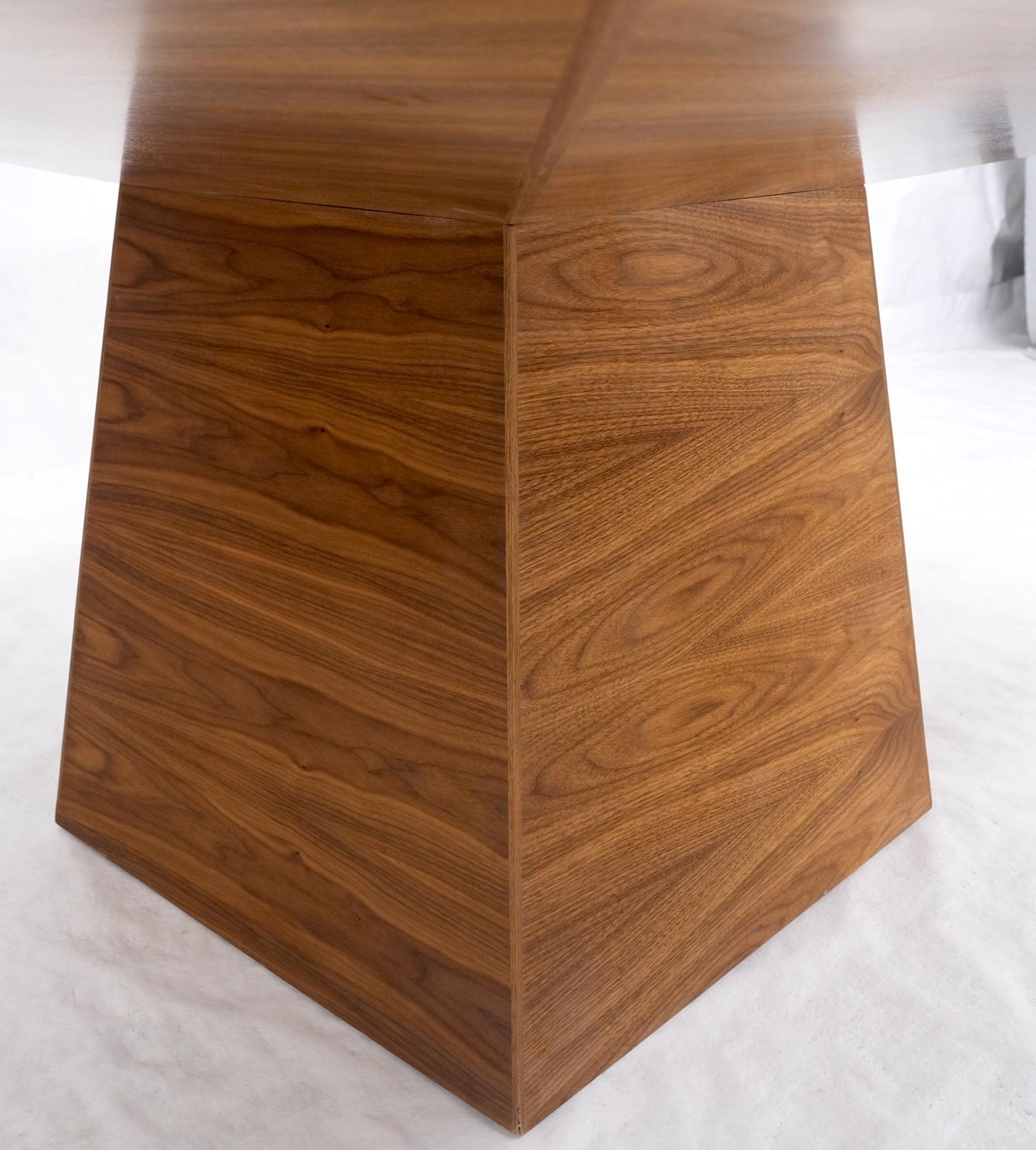 EstablishedLines Large Modern Studio Square Walnut Pyramid Shape Base Dining Conference Table