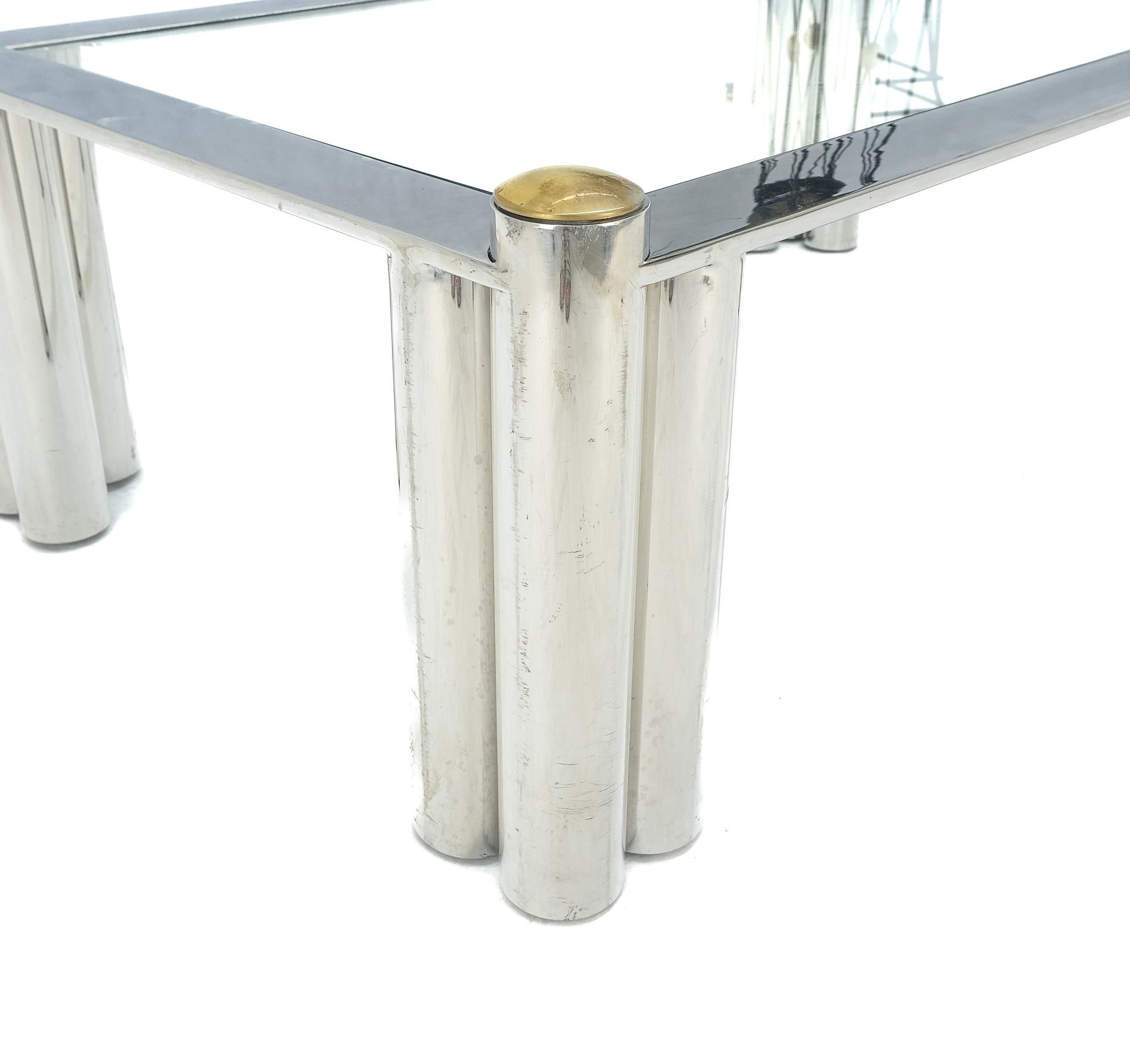 EstablishedLines Chrome Finish Stainless Steel Triple Cylinder Leg Frame Rectangle Coffee Table