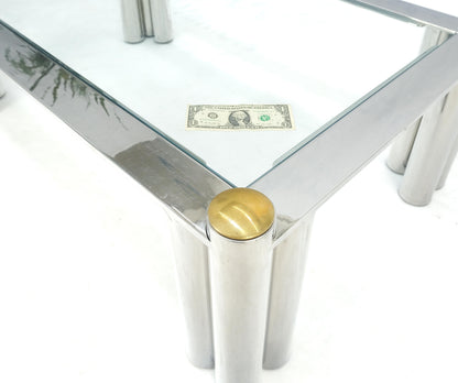 EstablishedLines Chrome Finish Stainless Steel Triple Cylinder Leg Frame Rectangle Coffee Table