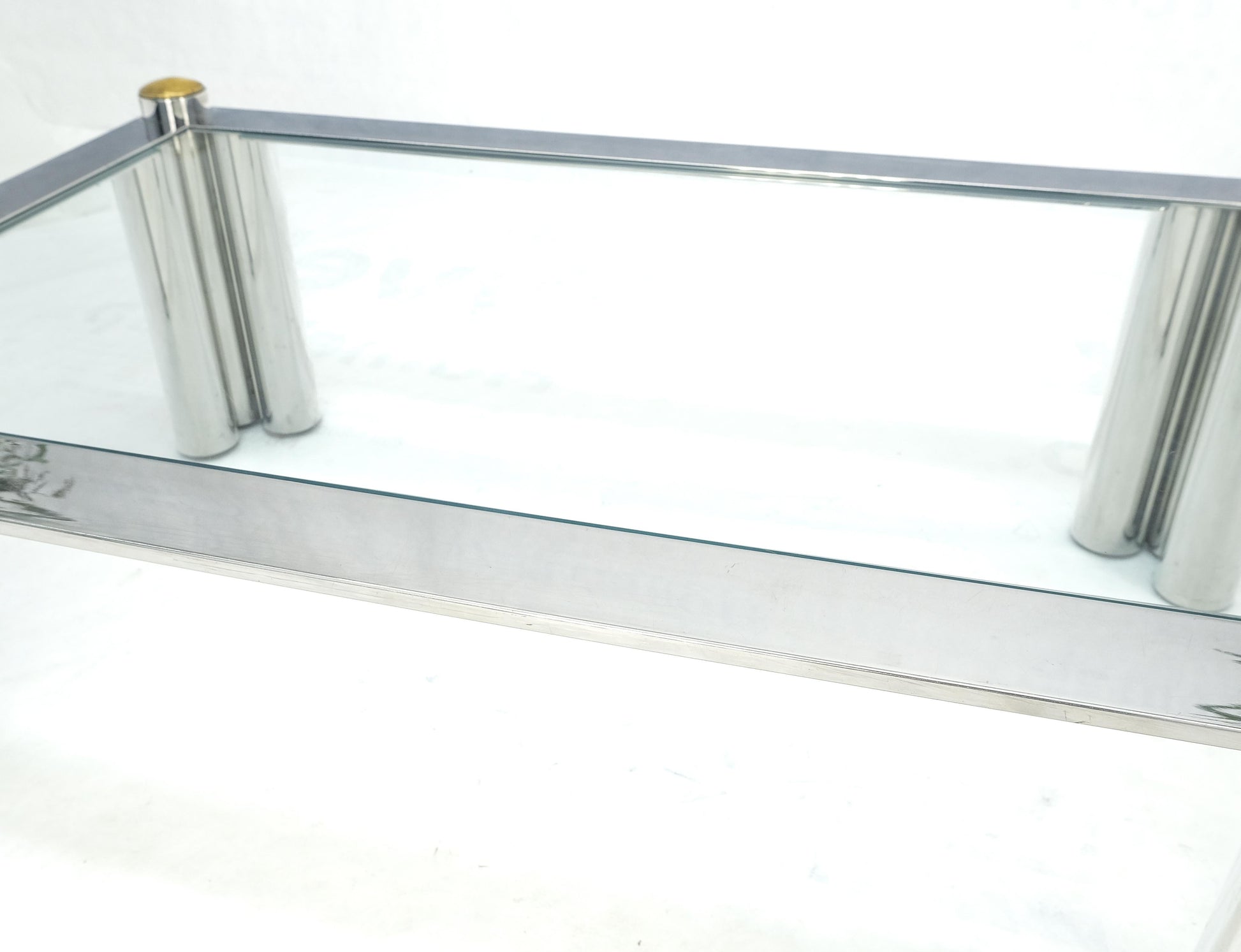 EstablishedLines Chrome Finish Stainless Steel Triple Cylinder Leg Frame Rectangle Coffee Table