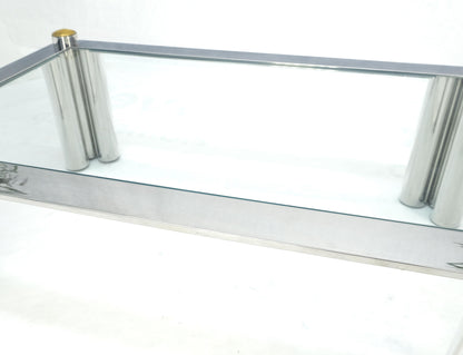 EstablishedLines Chrome Finish Stainless Steel Triple Cylinder Leg Frame Rectangle Coffee Table