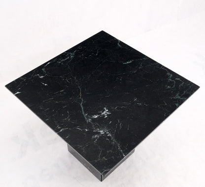 EstablishedLines Square Black Marble Single Pedestal Side End Table Night Stand Pedestal