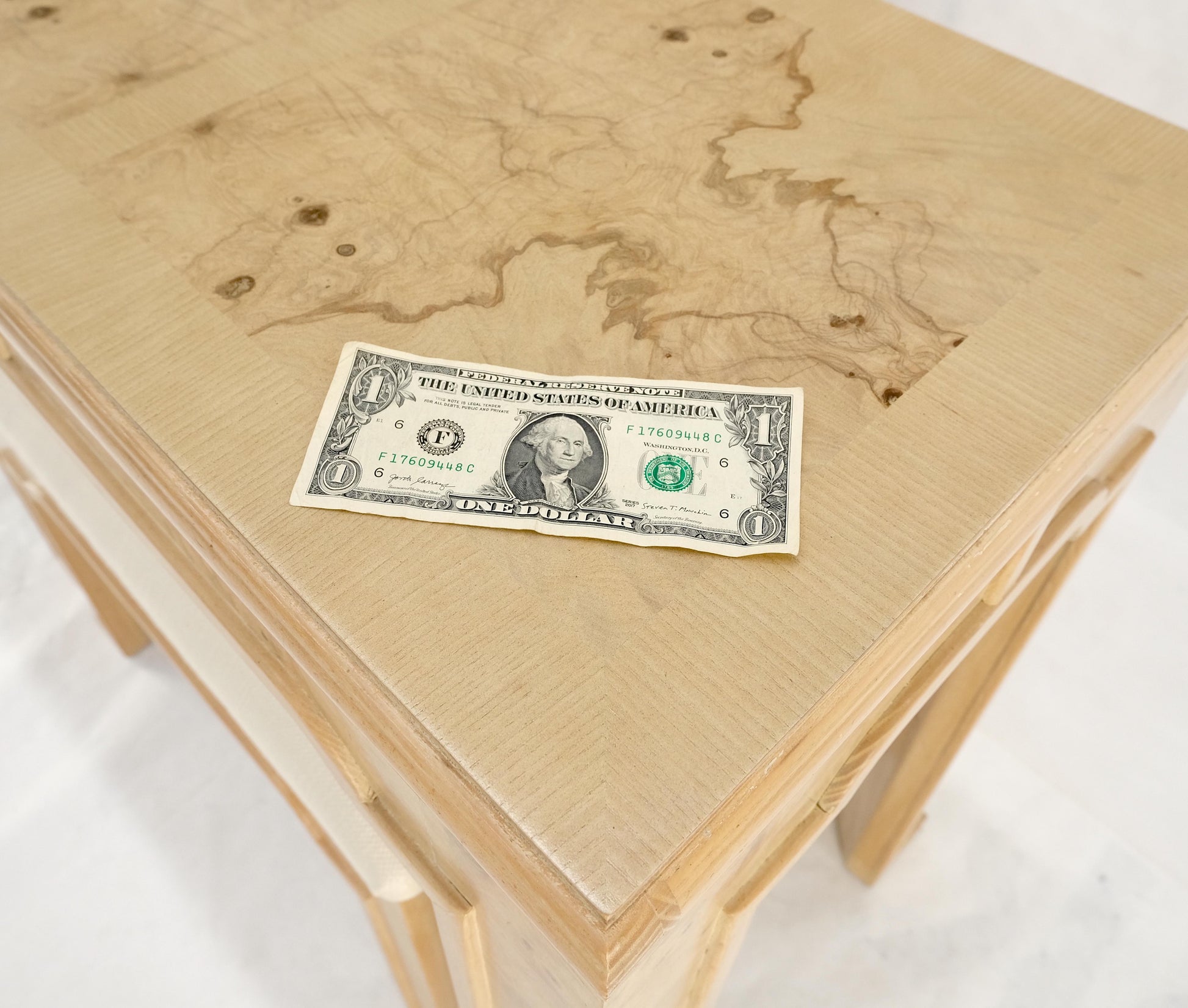 EstablishedLines Pair 1970s Nesting Benches Matching Burl Console Sofa Table New Upholstery MINT!