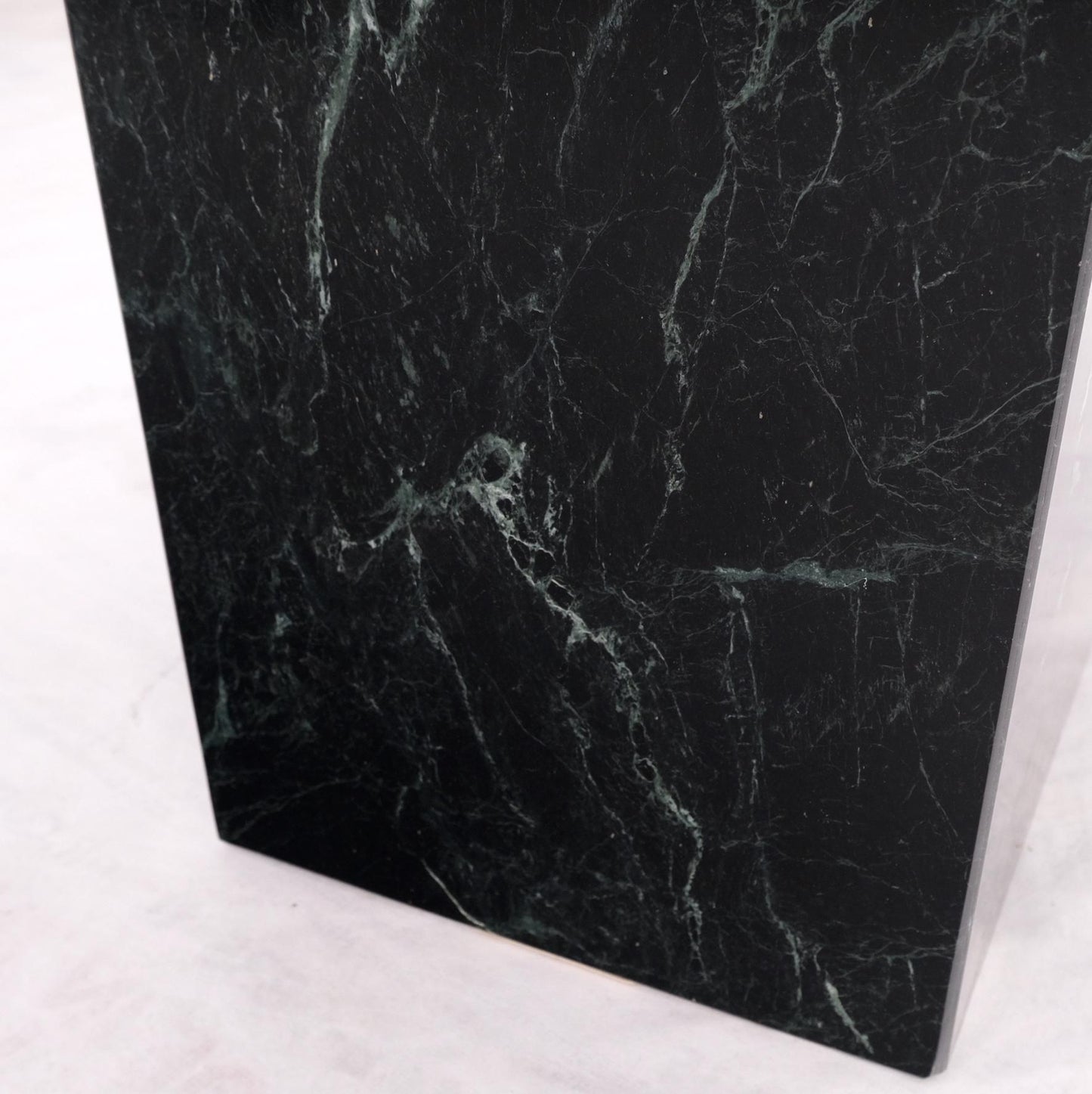 EstablishedLines Square Black Marble Single Pedestal Side End Table Night Stand Pedestal