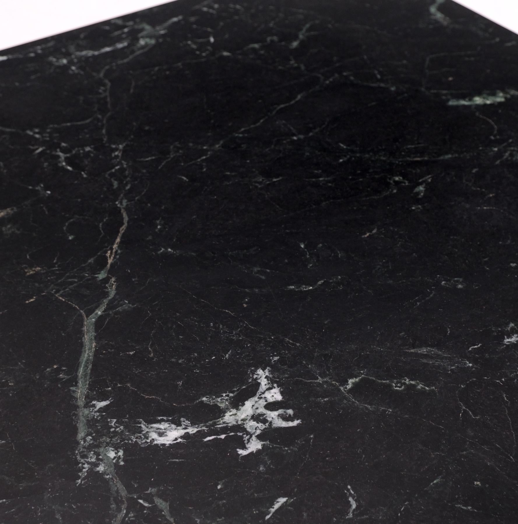 EstablishedLines Square Black Marble Single Pedestal Side End Table Night Stand Pedestal
